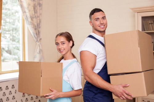 Neatly labeled boxes for home or office packing in Maidahill