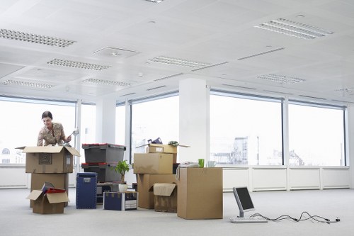 Protected office equipment prepared for commercial moves in Maidahill